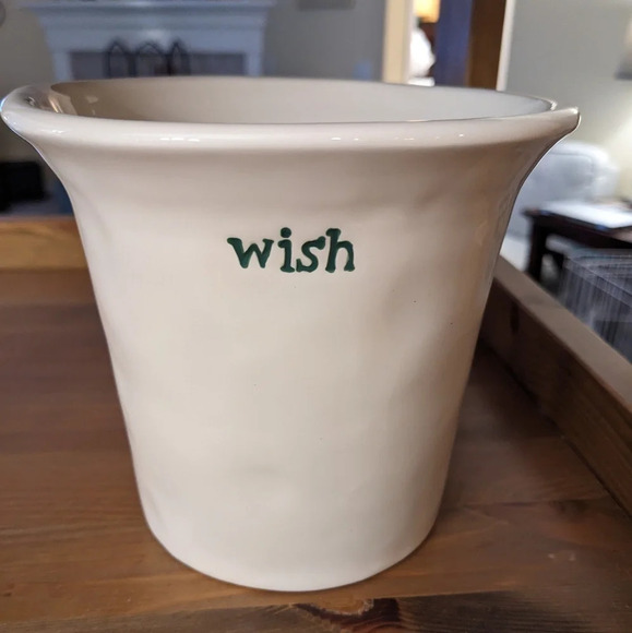 Pottery Barn Christmas Wish Planter Pot 5" Ceramic Cachepot Holiday Green March - Picture 1 of 4